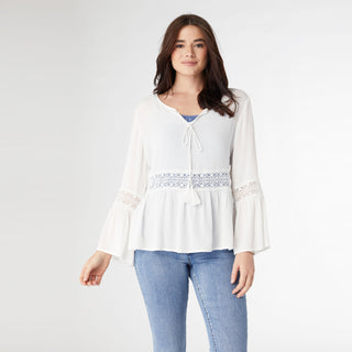 Kacie Belle Sleeve Top - White