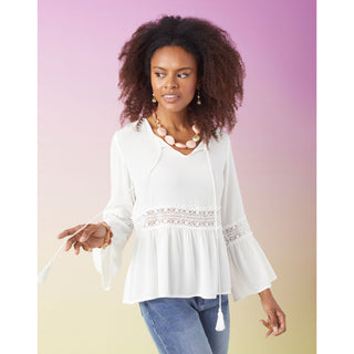 Kacie Belle Sleeve Top - White