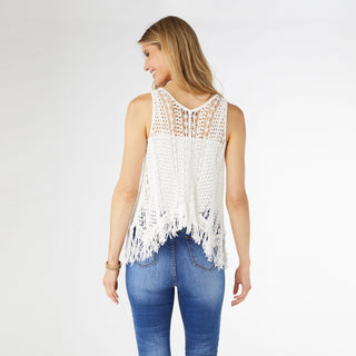 Toni Two-Piece Crochet Tank - White