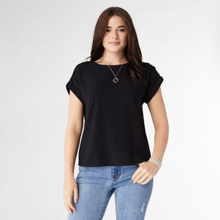 Selah Top with Shoulder Crochet - Black