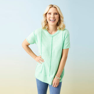 Micah Relaxed Short Sleeve Top - Cyber Lime