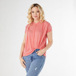 Micah Relaxed Short Sleeve Top - Coral