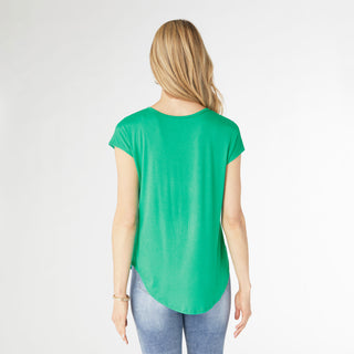 Frankie Cap Sleeve Top with Zipper - Bright Green