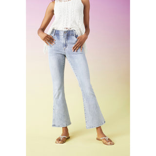 OMG ZoeyZip Flare with Side Slit - Light Denim