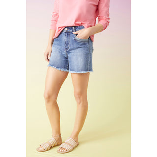 EverStretch Short with Fringe - Medium Denim