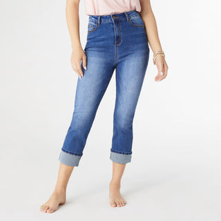 EverStretch High Rise Boyfriend Capri - Medium Denim