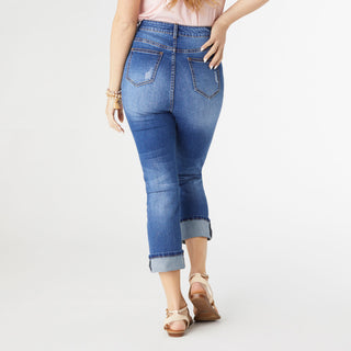 EverStretch High Rise Boyfriend Capri - Medium Denim