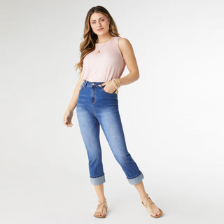 EverStretch High Rise Boyfriend Capri - Medium Denim