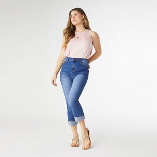 EverStretch High Rise Boyfriend Capri - Medium Denim