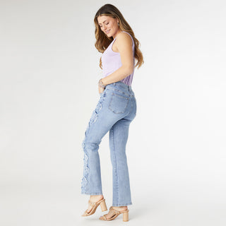 EverStretch Baby Bootcut Ankle with Side Flower Detail - Light Denim