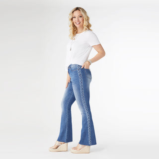 Bambu Soft Flare with Side Embroidery - Medium Denim