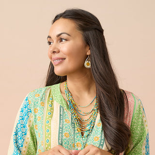 Pressed Flower Earrings - White Teardrop