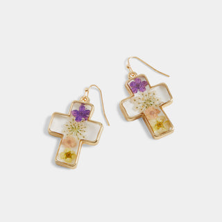 Pressed Flower Earrings - Multi Cross
