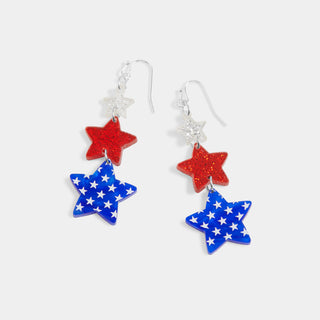 Freedom Stars Dangle Earrings - Red/White/Blue