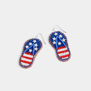 Miss Americanna's Flip Flops Dangle Earrings - Red/White/Blue