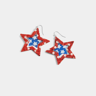 Star of Stars Dangle Earrings - Red/White/Blue