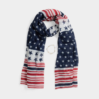 Freedom Scarf + Bracelet Set - Red/White/Blue