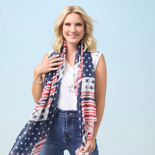 Freedom Scarf + Bracelet Set - Red/White/Blue
