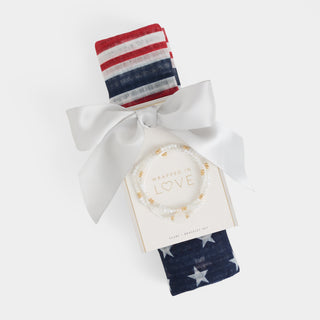 Freedom Scarf + Bracelet Set - Red/White/Blue