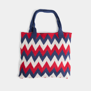 Chevron Shopper Tote - Red/White/Blue