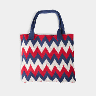 Chevron Shopper Tote - Red/White/Blue