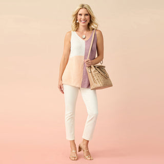 Amabel Double Compartment Grommet Tote - Tan