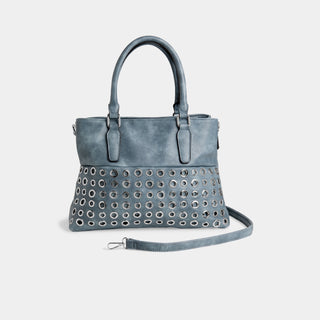Amabel Double Compartment Grommet Tote - Dusty Blue