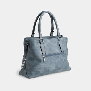 Amabel Double Compartment Grommet Tote - Dusty Blue