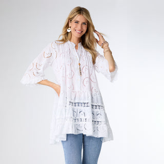 Leia Eyelet Tunic - White