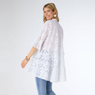 Leia Eyelet Tunic - White