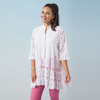 Leia Eyelet Tunic - White