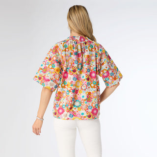 Meadow Printed Top with Draw String - Bright Floral