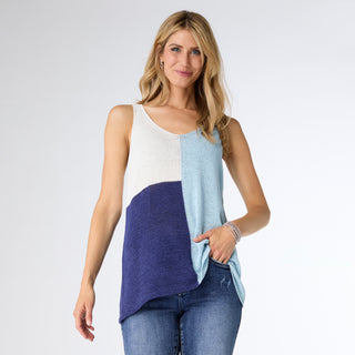 Jade Colorblock Knit Tank - Light Blue/Off White/Navy