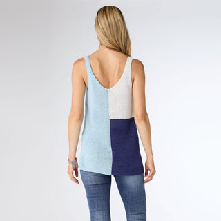 Jade Colorblock Knit Tank - Light Blue/Off White/Navy