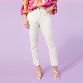 Coco Straight Ankle Pant - Vintage White