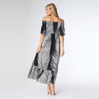 Cyrus Tropical Forest Print Maxi Dress - Black/Sage