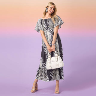 Cyrus Tropical Forest Print Maxi Dress - Black/Sage