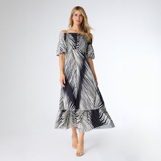 Cyrus Tropical Forest Print Maxi Dress - Black/Sage