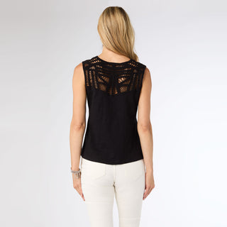 Ellis Tank with Crochet Trim - Black