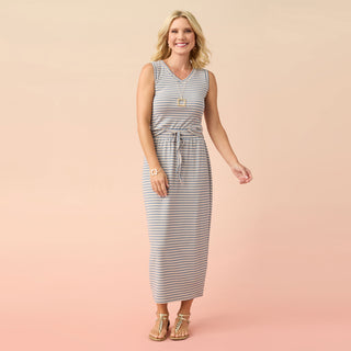 Amara Striped Skirt - Taupe/Cornflower Blue
