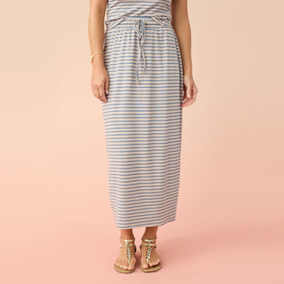 Amara Striped Skirt - Taupe/Cornflower Blue
