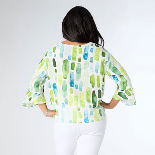 Oriana Printed Top - Lime/Blue