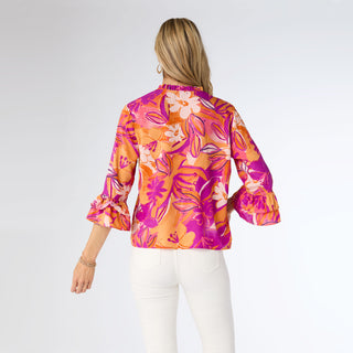 Solstice Printed Top with Draw String - Purple/Orange