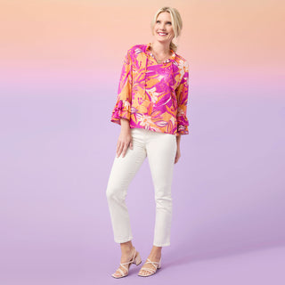 Solstice Printed Top with Draw String - Purple/Orange