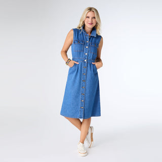 Raleigh Sleeveless Denim Dress - Medium Denim
