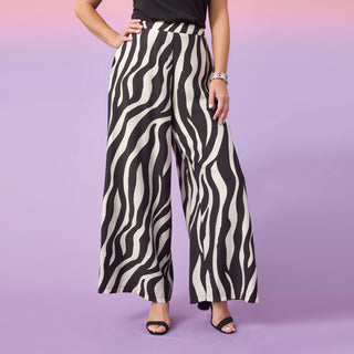 Gracie Wide Leg Flowy Pant - Black/Taupe