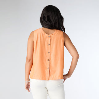Carey Tank with Back Button Detail - Tangerine