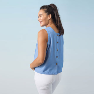 Carey Tank with Back Button Detail - Tangerine