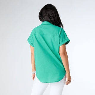 Delaney Button Down Top - Shamrock