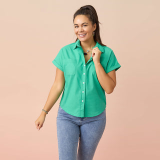 Delaney Button Down Top - Shamrock